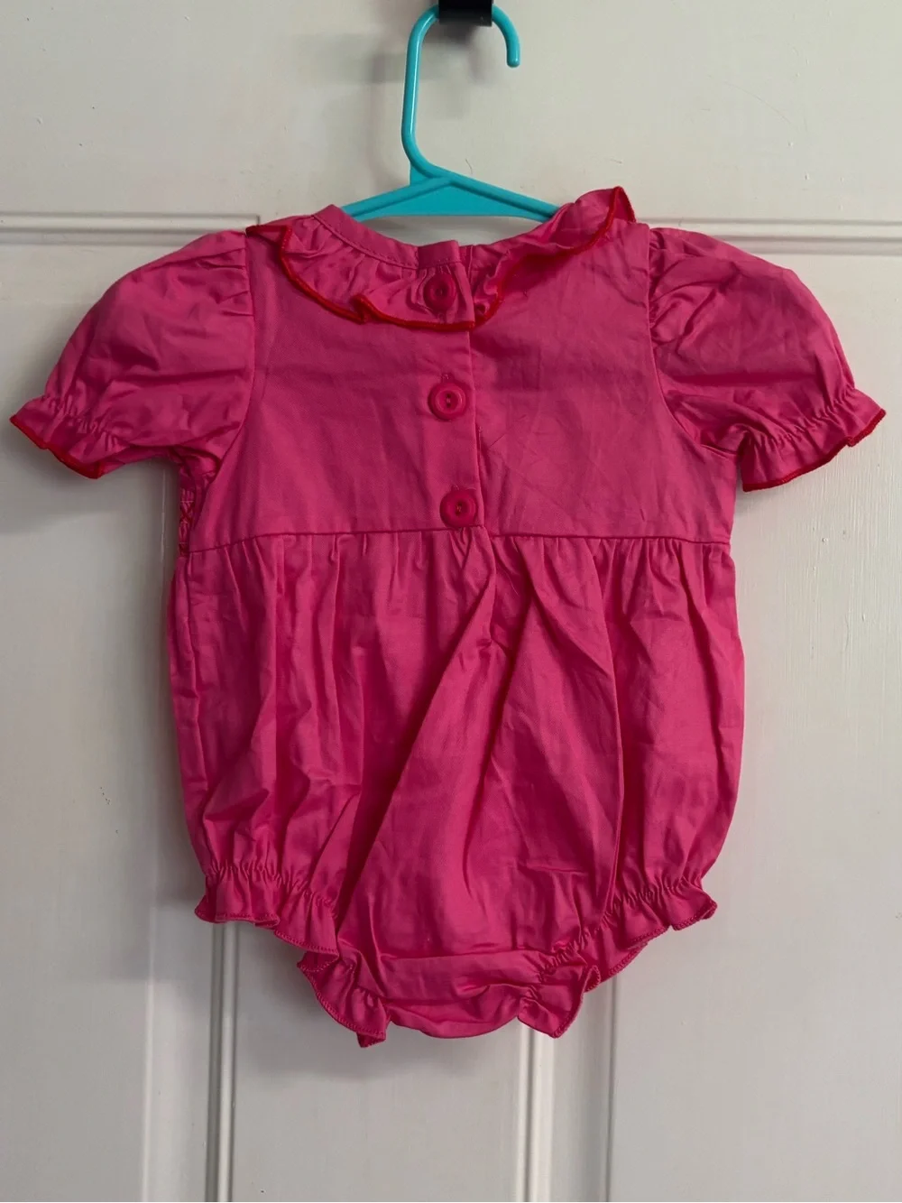 NWT 3M Rylee Faith hot pink, embroidered heart smocked bubble.  Retail 48.99.